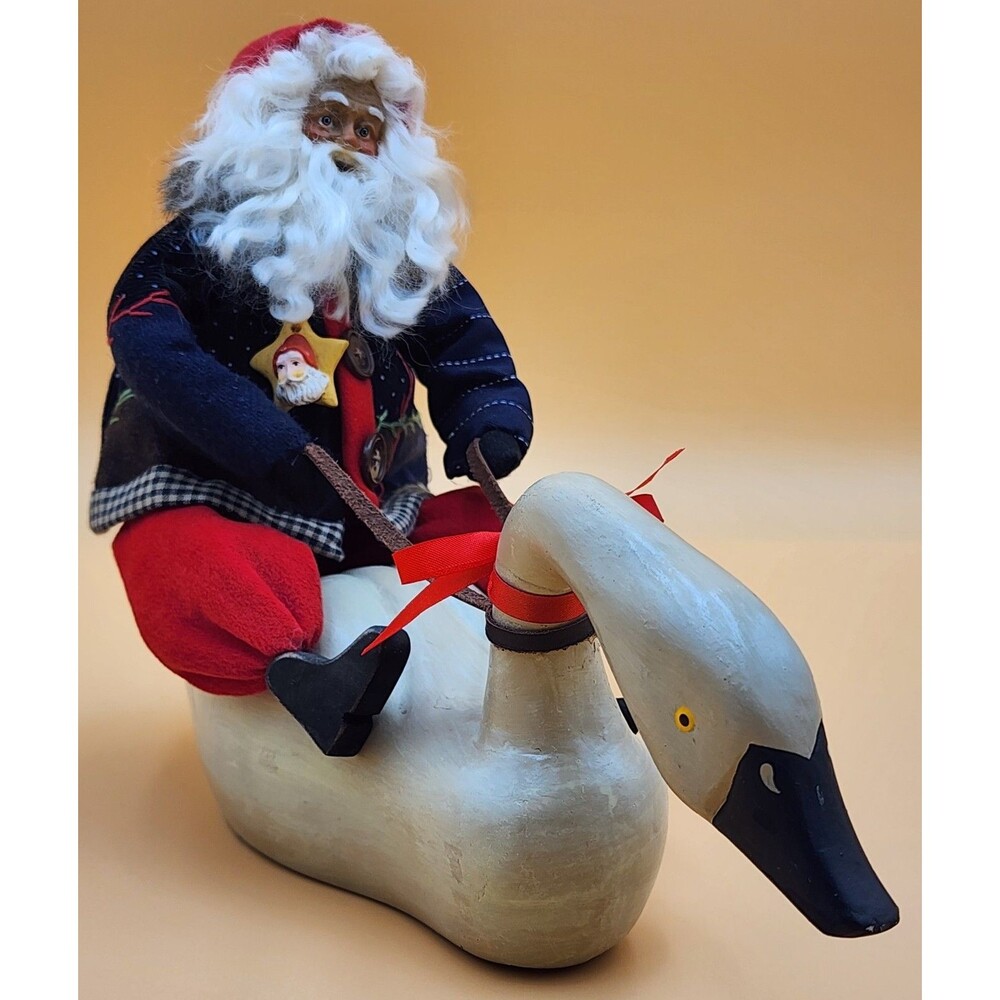 Vintage/Rare 1988 HOUSE OF HATTEN ~ SANTA riding a 12” SWAN by Dee Gann